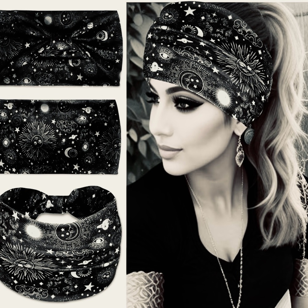 Black Celestial Print Headband ♈️♉️♊️♋️♌️♍️♎️♏️♐️♑️♒️♓️